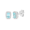 Thumbnail Image 0 of Octagon-Cut Swiss Blue Topaz & White Topaz Stud Earrings Sterling Silver