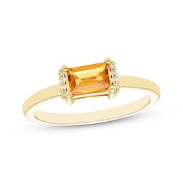 Baguette-Cut Citrine & Diamond Accent Ring 10K Yellow Gold