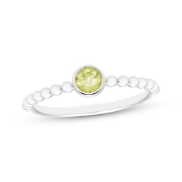 Round-Cut Peridot Beaded Ring Sterling Silver