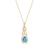 Thumbnail Image 1 of Pear-Shaped Swiss Blue Topaz & Round-Cut Diamond Teardrop Twist Necklace 1/5 ct tw 10K Yellow Gold 18”