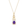 Thumbnail Image 1 of Pear-Shaped Amethyst & Round-Cut Diamond Teardrop Twist Necklace 1/5 ct tw 10K Yellow Gold 18”