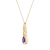 Thumbnail Image 2 of Pear-Shaped Amethyst & Round-Cut Diamond Teardrop Twist Necklace 1/5 ct tw 10K Yellow Gold 18”