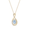 Thumbnail Image 1 of Oval-Cut Aquamarine & Round-Cut Diamond Infinity Necklace 1/6 ct tw 10K Yellow Gold 18”