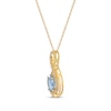 Thumbnail Image 2 of Oval-Cut Aquamarine & Round-Cut Diamond Infinity Necklace 1/6 ct tw 10K Yellow Gold 18”