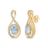 Thumbnail Image 1 of Oval-Cut Aquamarine & Round-Cut Diamond Infinity Earrings 1/4 ct tw 10K Yellow Gold