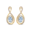 Thumbnail Image 2 of Oval-Cut Aquamarine & Round-Cut Diamond Infinity Earrings 1/4 ct tw 10K Yellow Gold