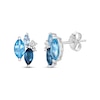 Thumbnail Image 1 of Marquise-Cut Blue Topaz & Round-Cut White Lab-Created Sapphire Stud Earrings Sterling Silver