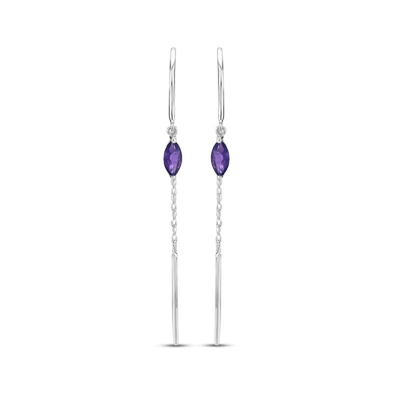 Main Image 2 of Marquise-Cut Amethyst Threader Earrings Sterling Silver