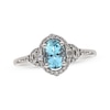 Thumbnail Image 1 of Oval-Cut Aquamarine & Round-Cut Diamond Ring 1/5 ct tw 10K White Gold