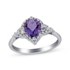 Thumbnail Image 1 of Pear-Shaped Amethyst & Round-Cut Diamond Ring 1/4 ct tw 10K White Gold