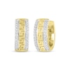 Thumbnail Image 1 of Men’s Round-Cut Diamond Greek Key Huggie Hoop Earrings 1/5 ct tw 10K Yellow Gold