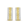 Thumbnail Image 2 of Men’s Round-Cut Diamond Greek Key Huggie Hoop Earrings 1/5 ct tw 10K Yellow Gold