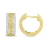 Thumbnail Image 3 of Men’s Round-Cut Diamond Greek Key Huggie Hoop Earrings 1/5 ct tw 10K Yellow Gold