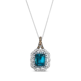 Le Vian Emerald-Cut Blue Topaz Necklace 3/4 ct tw Diamonds Vanilla Gold 20”