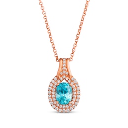 Le Vian Couture Blue Zircon Necklace 1/2 ct tw Diamonds 18K Strawberry Gold 18&quot;