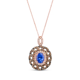 Le Vian Tanzanite Drop Necklace 1 ct tw Diamonds 14K Strawberry Gold 18”