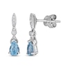 Thumbnail Image 1 of Vintage-Style Pear-Shaped Aquamarine & Round-Cut Diamond Drop Earrings 1/20 ct tw 10K White Gold