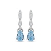 Thumbnail Image 2 of Vintage-Style Pear-Shaped Aquamarine & Round-Cut Diamond Drop Earrings 1/20 ct tw 10K White Gold