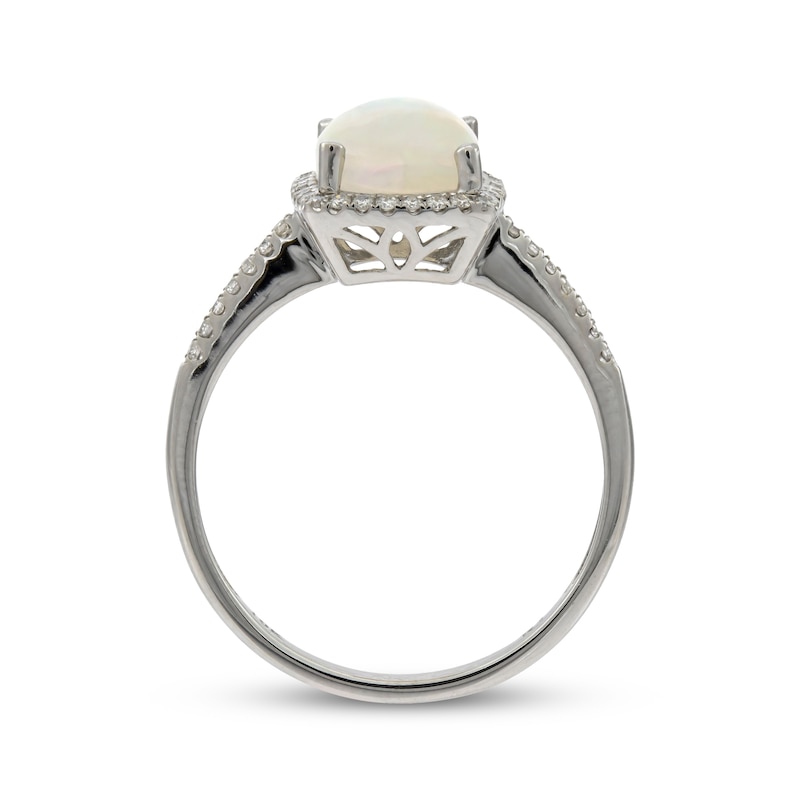 Cushion-Cut Opal & Round-Cut Diamond Ring 1/6 ct tw 10K White Gold