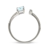 Thumbnail Image 2 of Emerald-Cut Aquamarine, Round & Baguette-Cut Diamond Ring 1/6 ct tw 10K White Gold