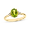 Thumbnail Image 1 of Oval-Cut Peridot & Round-Cut Diamond Ring 1/20 ct tw 10K Yellow Gold