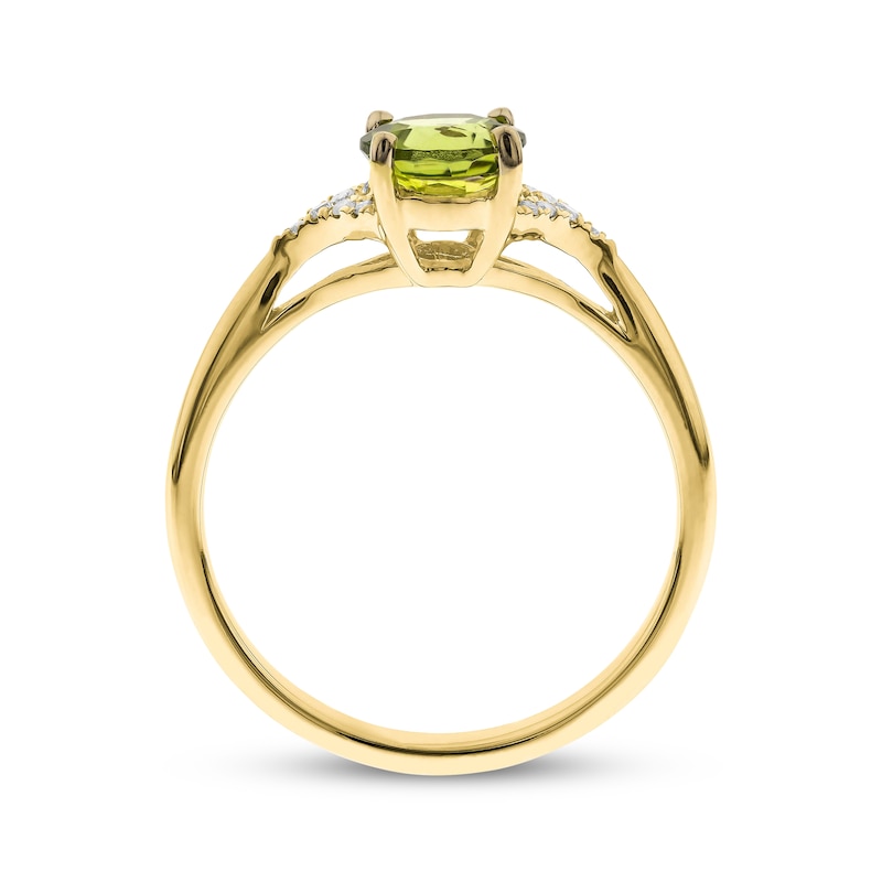 Main Image 2 of Oval-Cut Peridot & Round-Cut Diamond Ring 1/20 ct tw 10K Yellow Gold