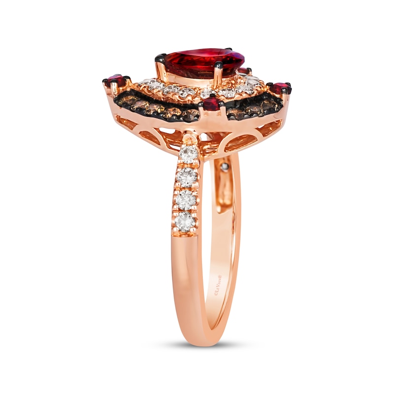 Main Image 2 of Le Vian Pear & Round-Cut Garnet Ring 3/4 ct tw Diamonds 14K Strawberry Gold