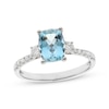 Thumbnail Image 1 of Cushion-Cut Aquamarine & Round-Cut Diamond Ring 1/4 ct tw 10K White Gold