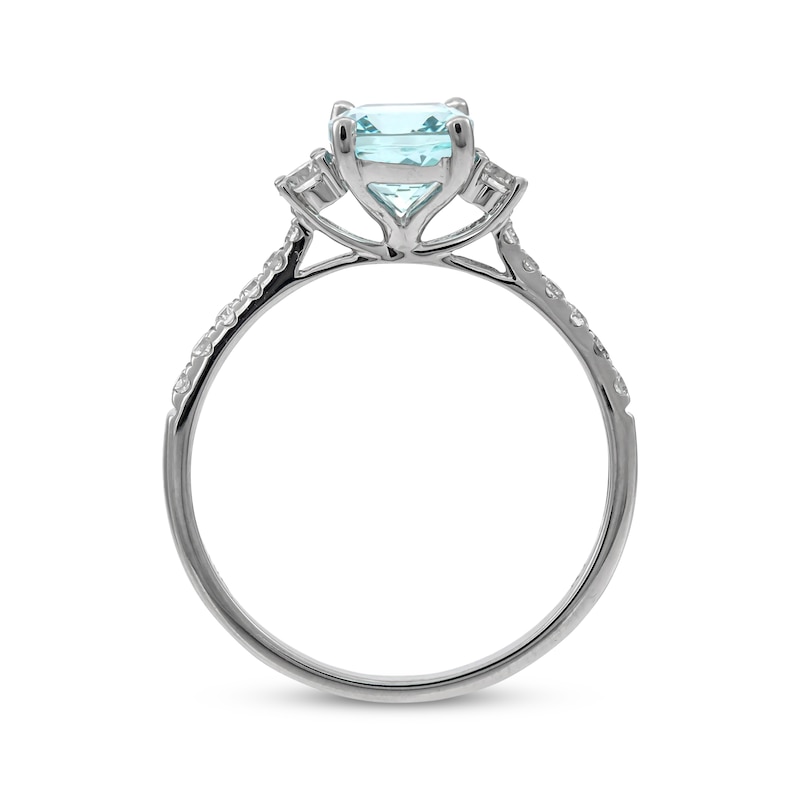 Main Image 2 of Cushion-Cut Aquamarine & Round-Cut Diamond Ring 1/4 ct tw 10K White Gold