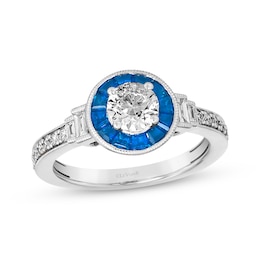 Le Vian Couture Vintage-Inspired Diamond & Sapphire Halo Ring 1 ct tw Platinum