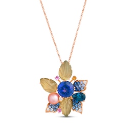 Le Vian Couture Multi-Stone Necklace 1/10 ct tw 18K Strawberry Gold 19”