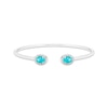 Thumbnail Image 0 of Oval-Cut Blue Topaz & Round-Cut White Lab-Created Sapphire Cuff Bangle Bracelet Sterling Silver