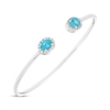 Thumbnail Image 1 of Oval-Cut Blue Topaz & Round-Cut White Lab-Created Sapphire Cuff Bangle Bracelet Sterling Silver
