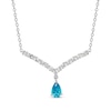 Thumbnail Image 1 of Pear-Shaped London Blue Topaz & White Lab-Created Sapphire Chevron Necklace Sterling Silver 18”