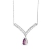 Thumbnail Image 2 of Pear-Shaped Amethyst & Round-Cut White Lab-Created Sapphire Chevron Necklace Sterling Silver 18”