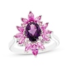 Thumbnail Image 1 of Oval-Cut Amethyst, Marquise & Round-Cut Pink Lab-Created Sapphire Cocktail Ring Sterling Silver