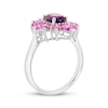 Thumbnail Image 2 of Oval-Cut Amethyst, Marquise & Round-Cut Pink Lab-Created Sapphire Cocktail Ring Sterling Silver