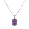 Thumbnail Image 0 of Oval-Cut Amethyst & Diamond Accent Necklace 10K White Gold 18”