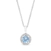 Thumbnail Image 1 of Round-Cut Aquamarine & Diamond Necklace 1/15 ct tw 10K White Gold 18”