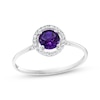 Thumbnail Image 1 of Round-Cut Amethyst & Diamond Halo Ring 1/15 ct tw 10K White Gold