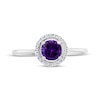 Thumbnail Image 3 of Round-Cut Amethyst & Diamond Halo Ring 1/15 ct tw 10K White Gold