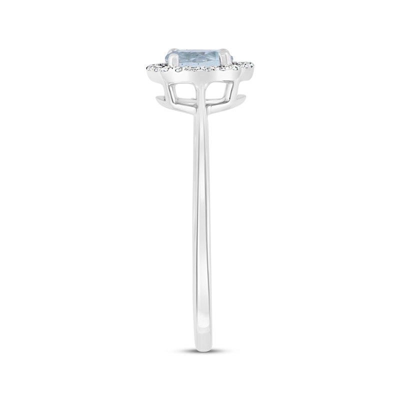 Main Image 2 of Round-Cut Aquamarine & Diamond Halo Ring 1/15 ct tw 10K White Gold