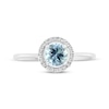 Thumbnail Image 3 of Round-Cut Aquamarine & Diamond Halo Ring 1/15 ct tw 10K White Gold