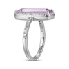 Thumbnail Image 2 of Rectangle-Cut Amethyst & Round-Cut White Lab-Created Sapphire Ring Sterling Silver