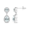 Thumbnail Image 1 of Pear-Shaped & Round-Cut Aquamarine & Round-Cut White Lab-Created Sapphire Drop Earrings Sterling Silver