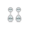 Thumbnail Image 2 of Pear-Shaped & Round-Cut Aquamarine & Round-Cut White Lab-Created Sapphire Drop Earrings Sterling Silver