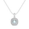 Thumbnail Image 1 of Cushion-Cut Aquamarine & Round-Cut White Lab-Created Sapphire Necklace Sterling Silver 18”