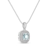 Thumbnail Image 2 of Cushion-Cut Aquamarine & Round-Cut White Lab-Created Sapphire Necklace Sterling Silver 18”