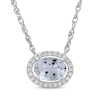 Thumbnail Image 1 of Oval-Cut Aquamarine & Round-Cut White Lab-Created Sapphire Necklace Sterling Silver 18”