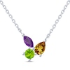 Thumbnail Image 1 of Multi-Shape, Multi-Gemstone Trio Necklace Sterling Silver 18”